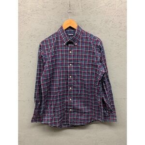Lands End Men's Size M Plaid‎ Flannel Shirt Long Sleeve Blue 15-15.5